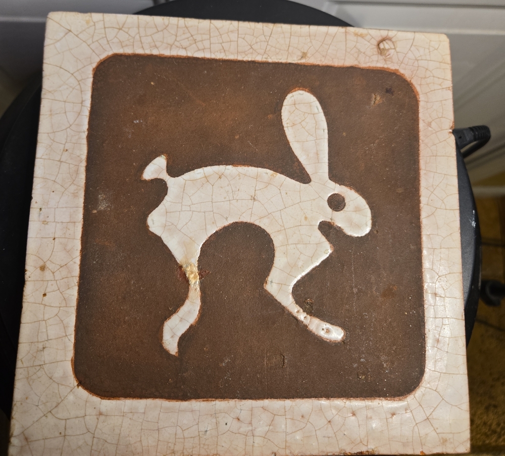 Rabbit Trivet By Arius of Santa Fe Ceramic Rabbit Tile Trivet in Brown and Cream - Picture 1 of 14